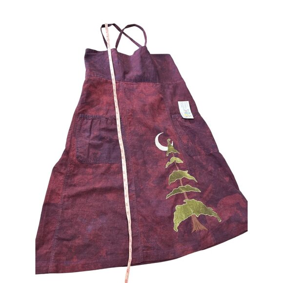 Handmade Hemp Organic Cotton Dress Knee LengthEmbroidered Boho Lagenlook Woodsy - Picture 9 of 16